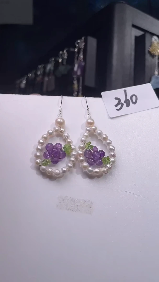 银S925镶嵌耳饰紫晶喜欢拍