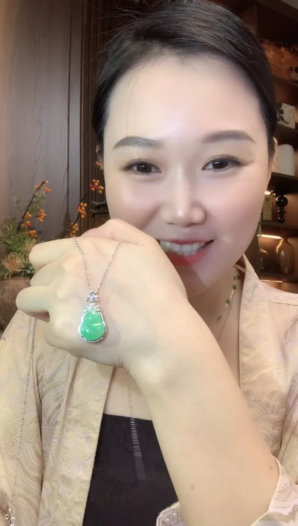 吊坠(不含链)18K金镶嵌翡翠a14