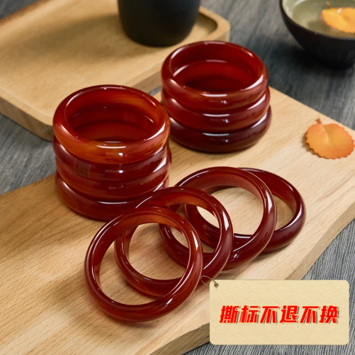 石惑珠宝/玛瑙手镯-红玛瑙宽条-多样性发一