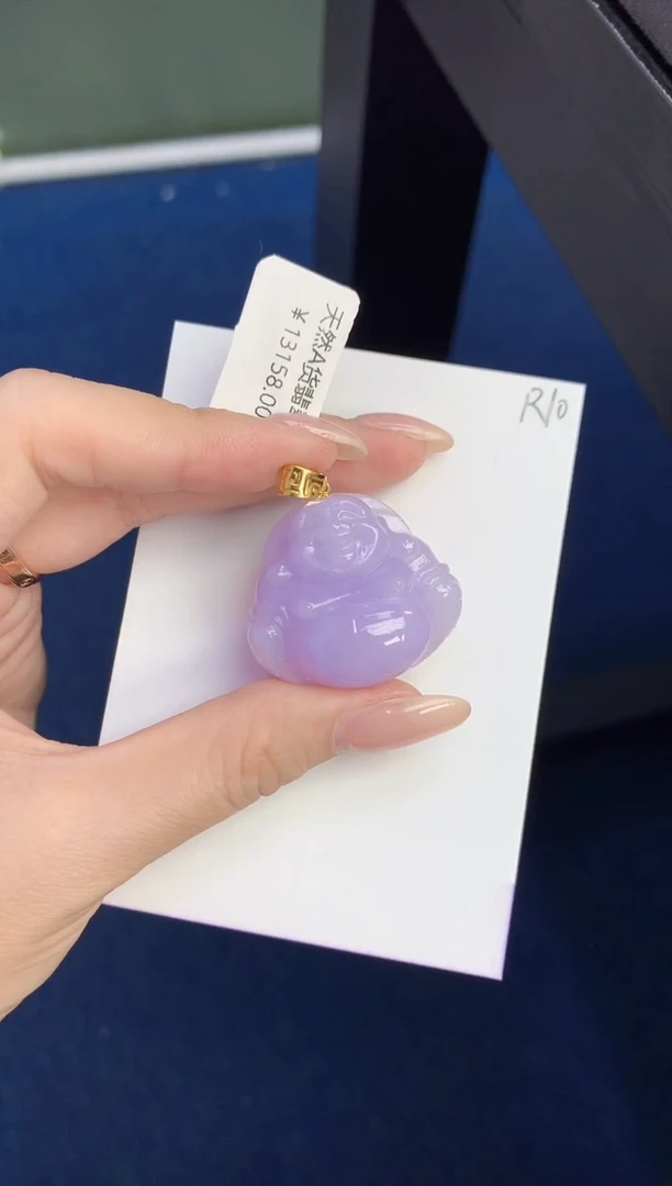 颈饰18K金镶嵌翡翠天然缅甸A货翡翠