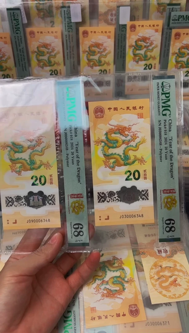 塑料24年龙钞一证双币豹身尾7同（4）-PMG68
