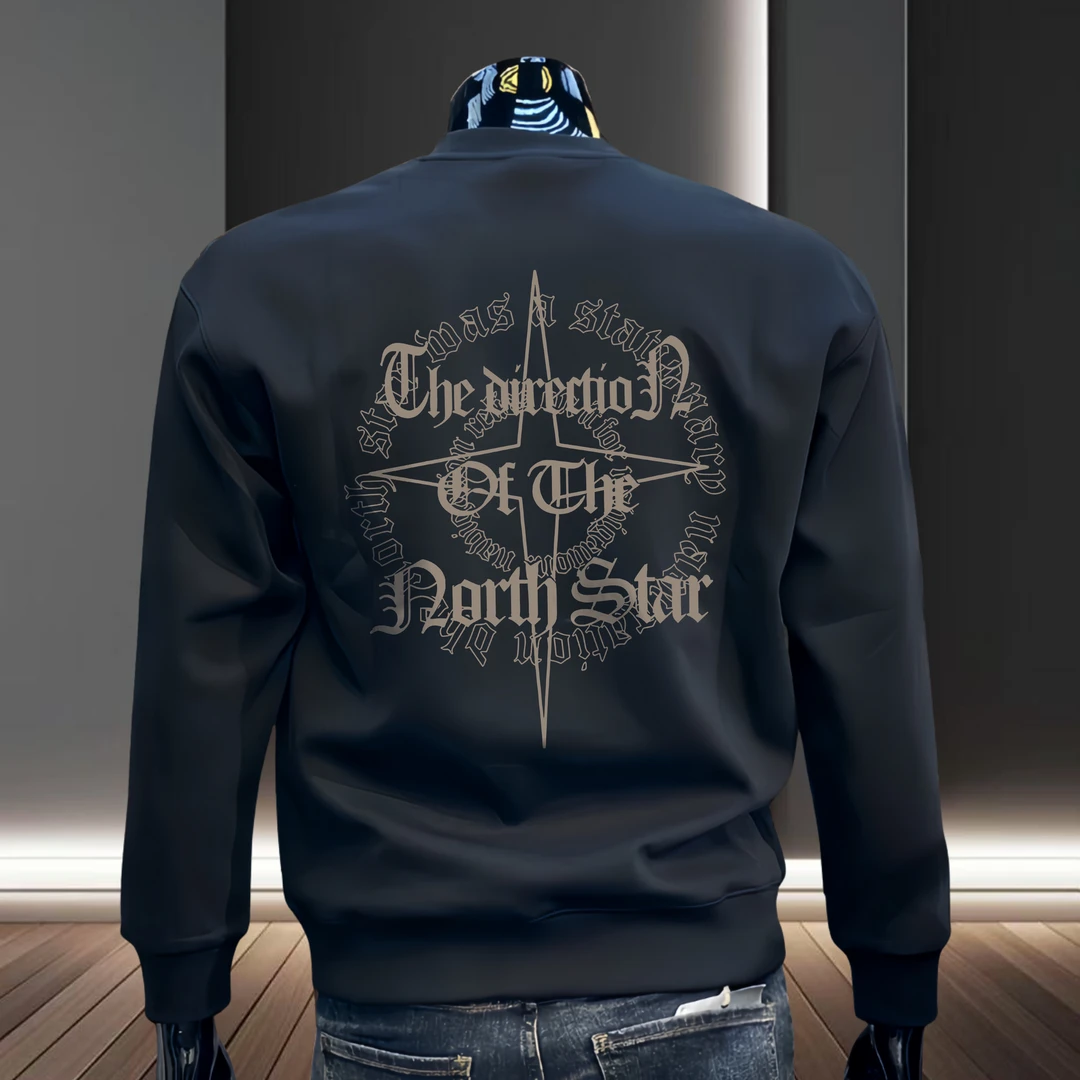 美式复古印花男士秋冬款加厚圆领卫衣轻奢时尚休闲百搭套头长袖衫