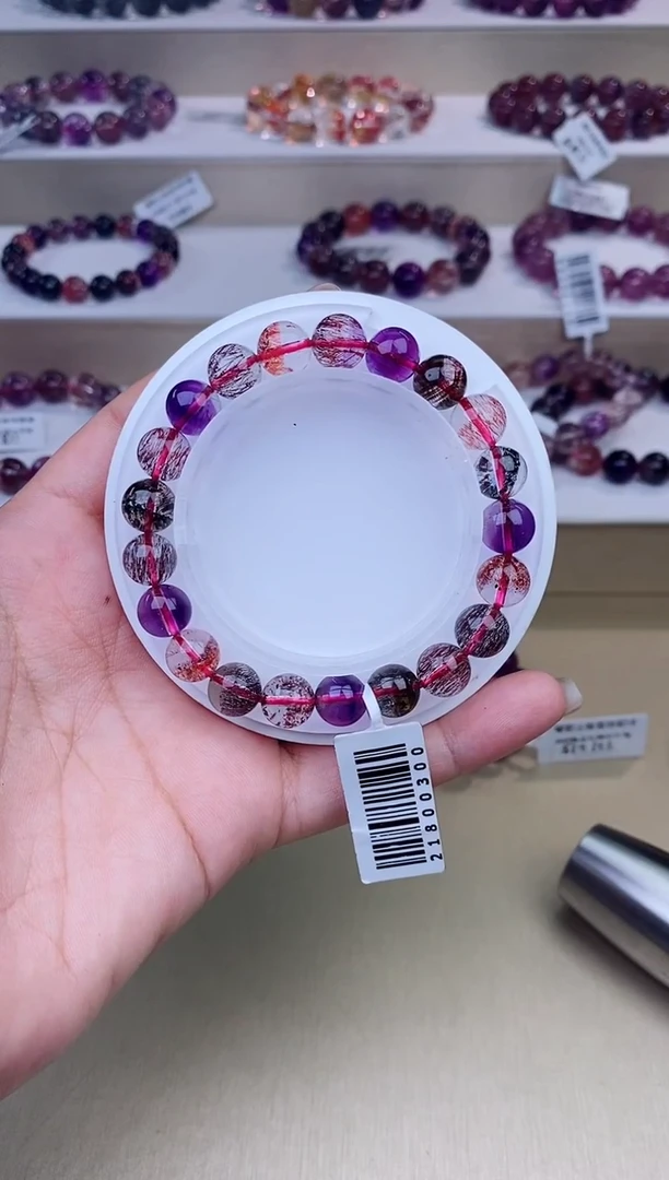 未镶嵌手链水晶黑加仑超七单圈9m+