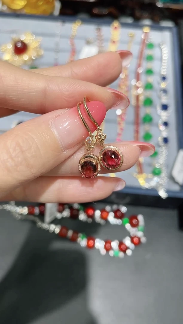 18K金镶嵌耳饰碧玺耳饰1