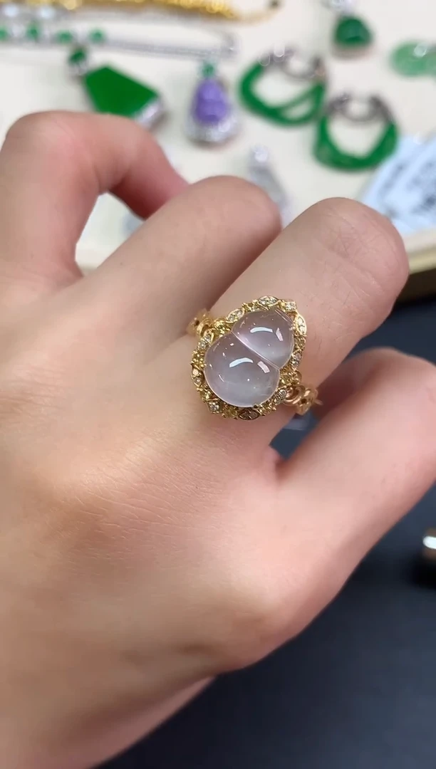 18K金镶嵌戒指翡翠戒指|6980