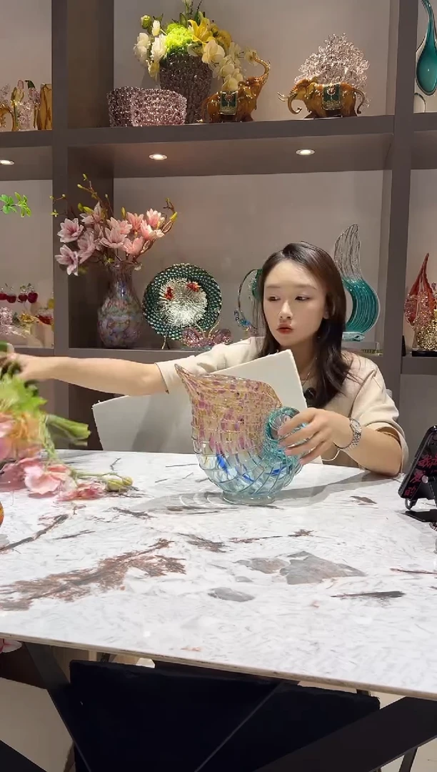 彩色波点海螺花瓶摆件