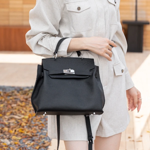 【新春礼物】2025新款单肩斜挎手提包头层牛皮荔枝纹凯莉女包