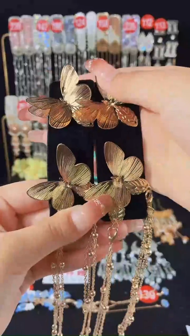 仿水晶铜合金132原创手工发夹一对