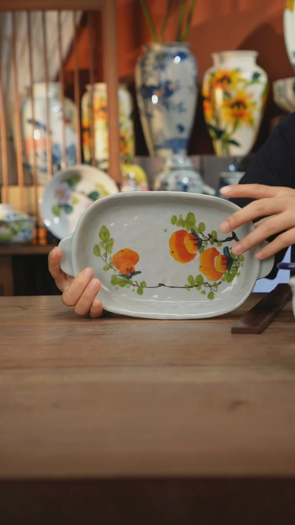 瓷片【简家甄选】景德镇设计师釉下手绘陶瓷餐具
