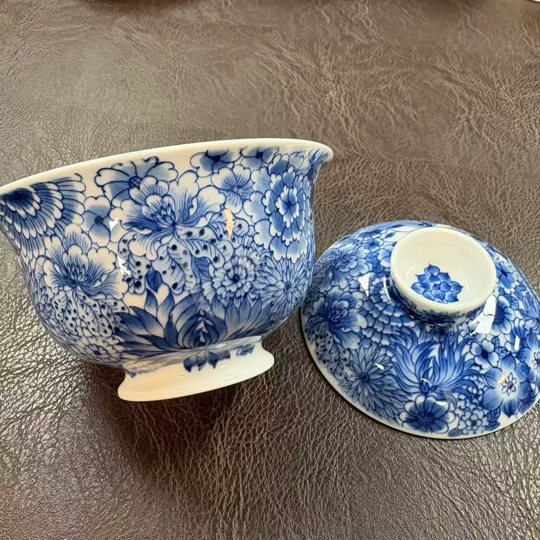 满工万花手绘釉下高温瓷器