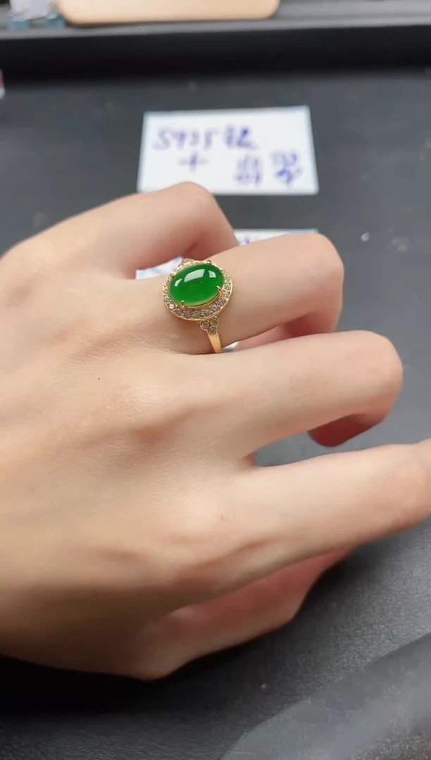翡翠戒指银S925镶嵌51511