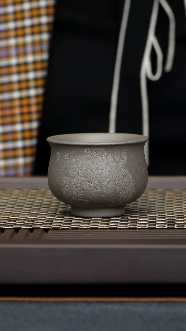 茶杯紫泥炉式杯原矿零添加青灰紫泥纯手工制作145毫升