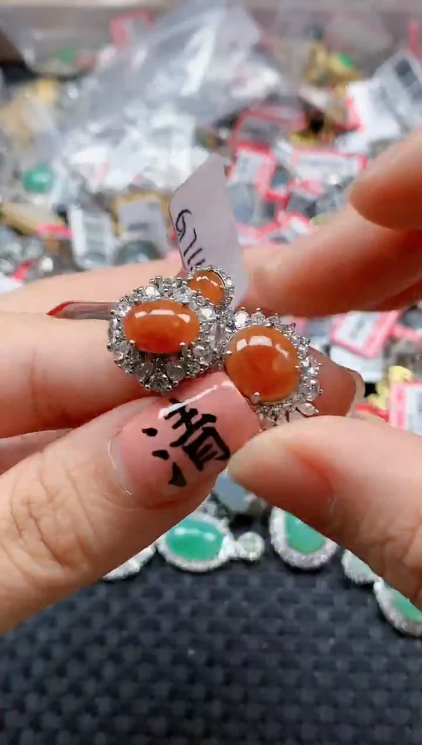 银S925镶嵌戒指翡翠天然A货缅甸翡翠