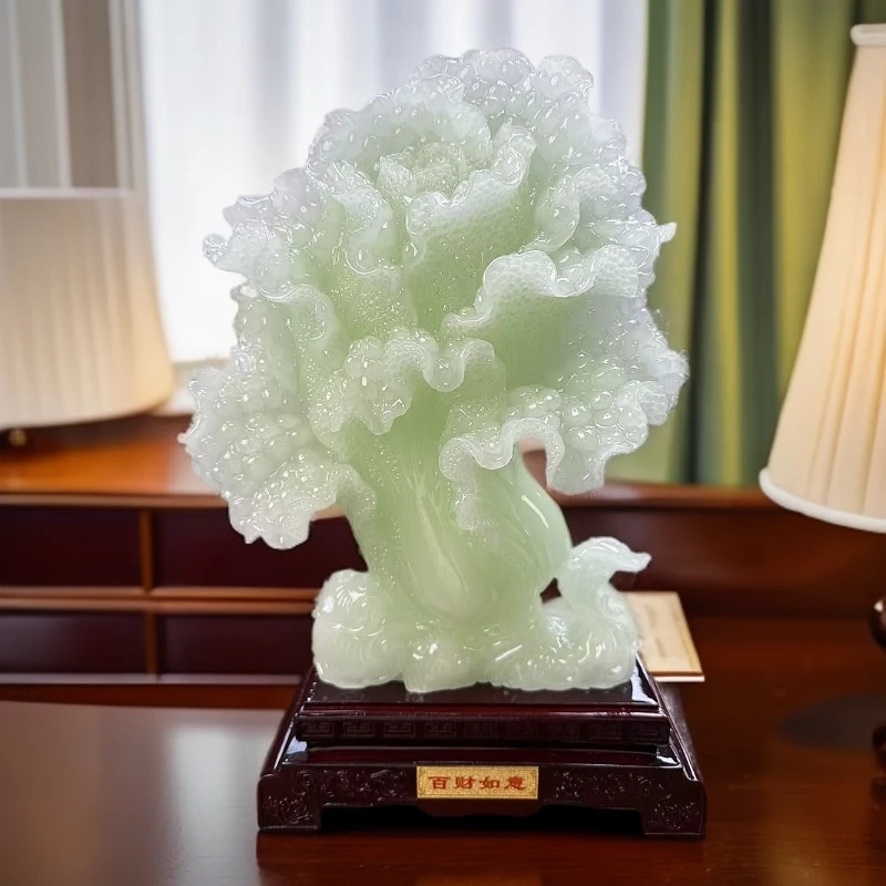 百财如意白菜摆件书房酒柜装饰摆件长16cm高25cm   SPB