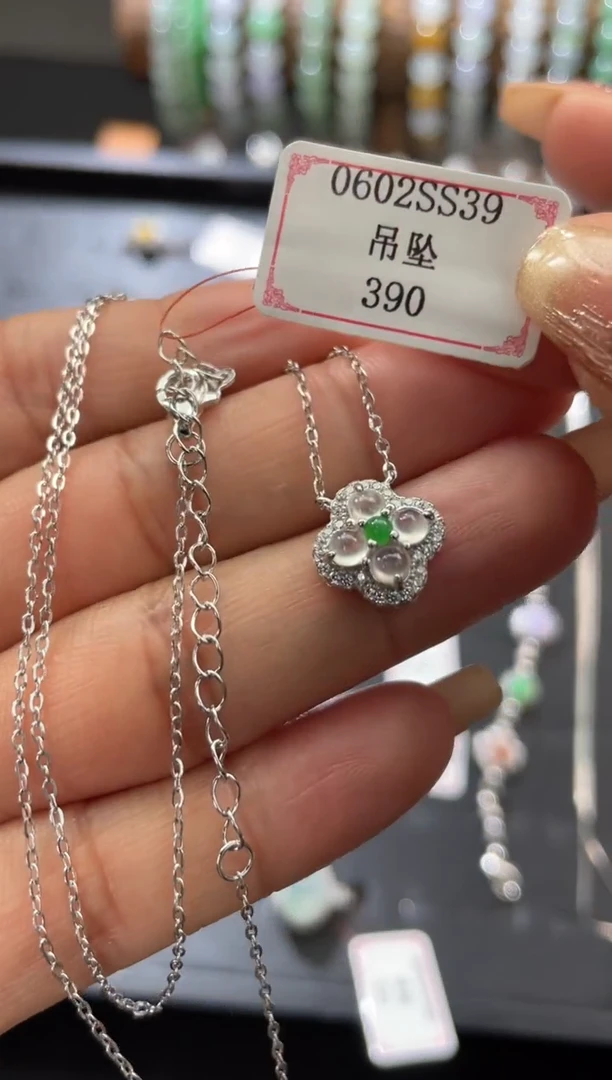 翡翠银S925镶嵌颈饰0602SS39