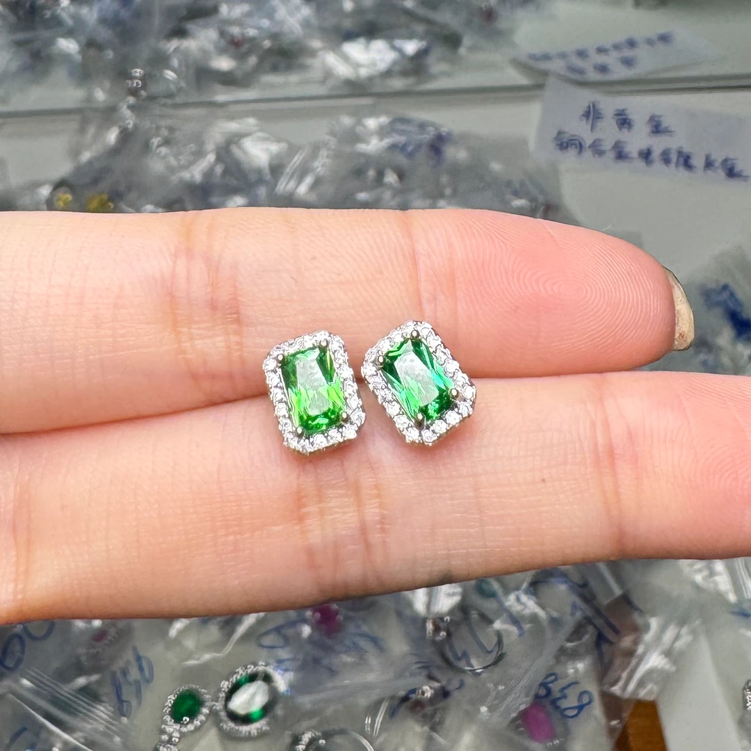 合金合成锆石耳饰 气质时尚-精工合金培育耳钉624