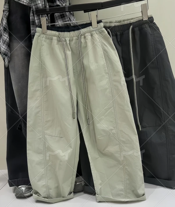 中大童男童长裤松紧拼接微弹力休闲裤抽绳时尚潮流宽松弯刀裤