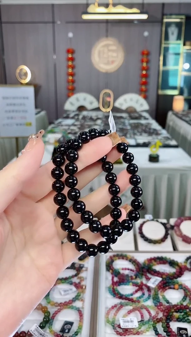 老矿黑碧玺单圈手串8mm+未镶嵌碧玺dan多样性发货一条