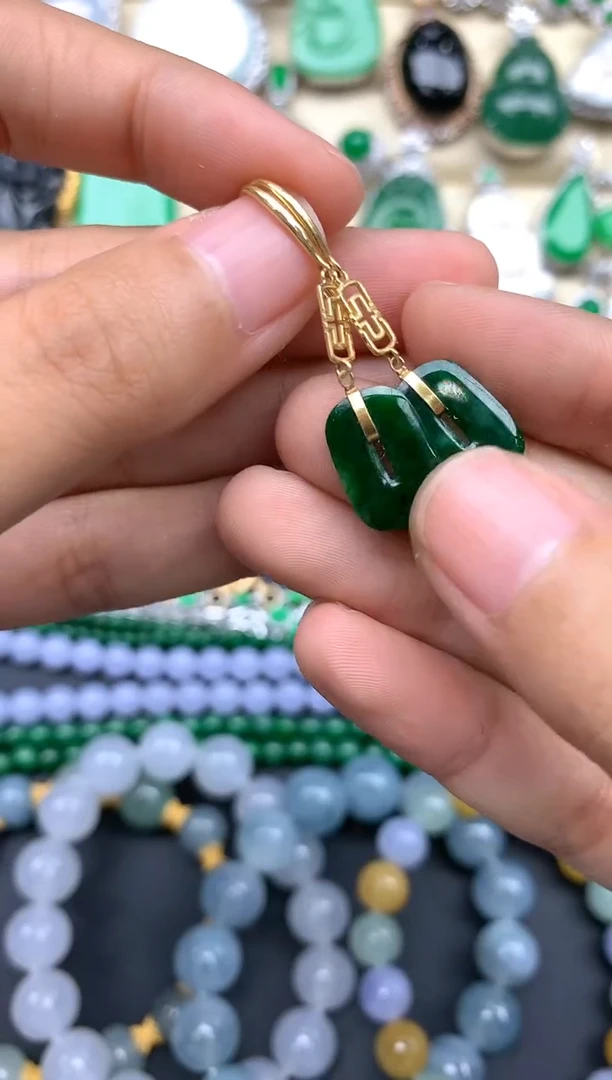 【闪购商品】翡翠耳饰18K金镶嵌267-中国好珍宝