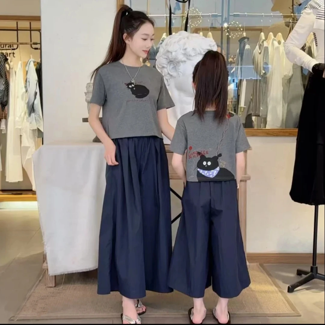 2025新款卡通动漫夏季套装休闲韩版高腰宽松阔腿显瘦亲子款590