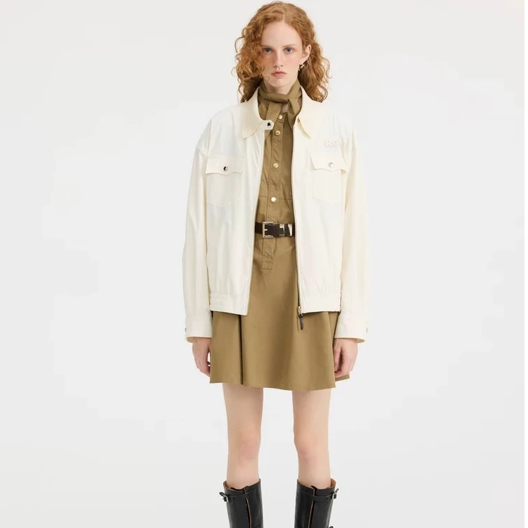 REVAN芮范2025春季新品设计师款简约质感米白色外套