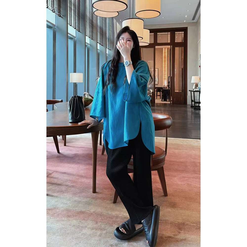 LA CALLA斜襟盘扣亚麻上衣OY-AAI6018