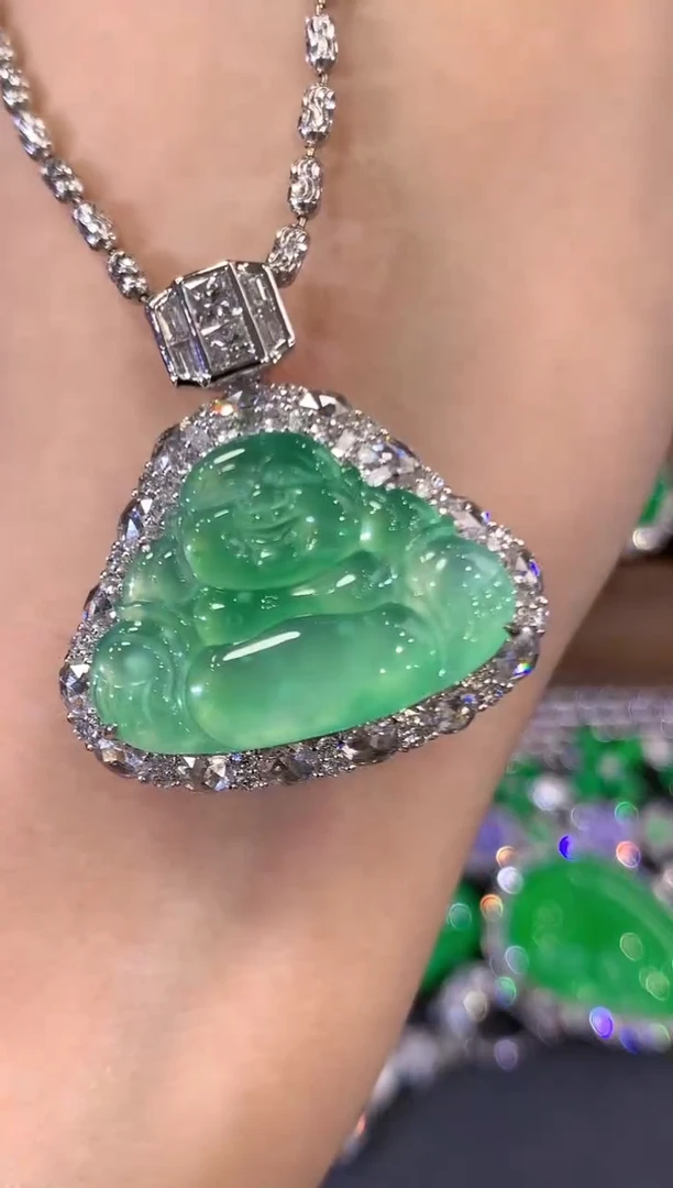 翡翠18K金镶嵌吊坠(不含链)?**静w75