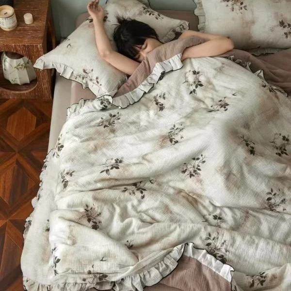 POCKET PIG/布袋猪【云屿间】全面纯棉皱皱纱夏被