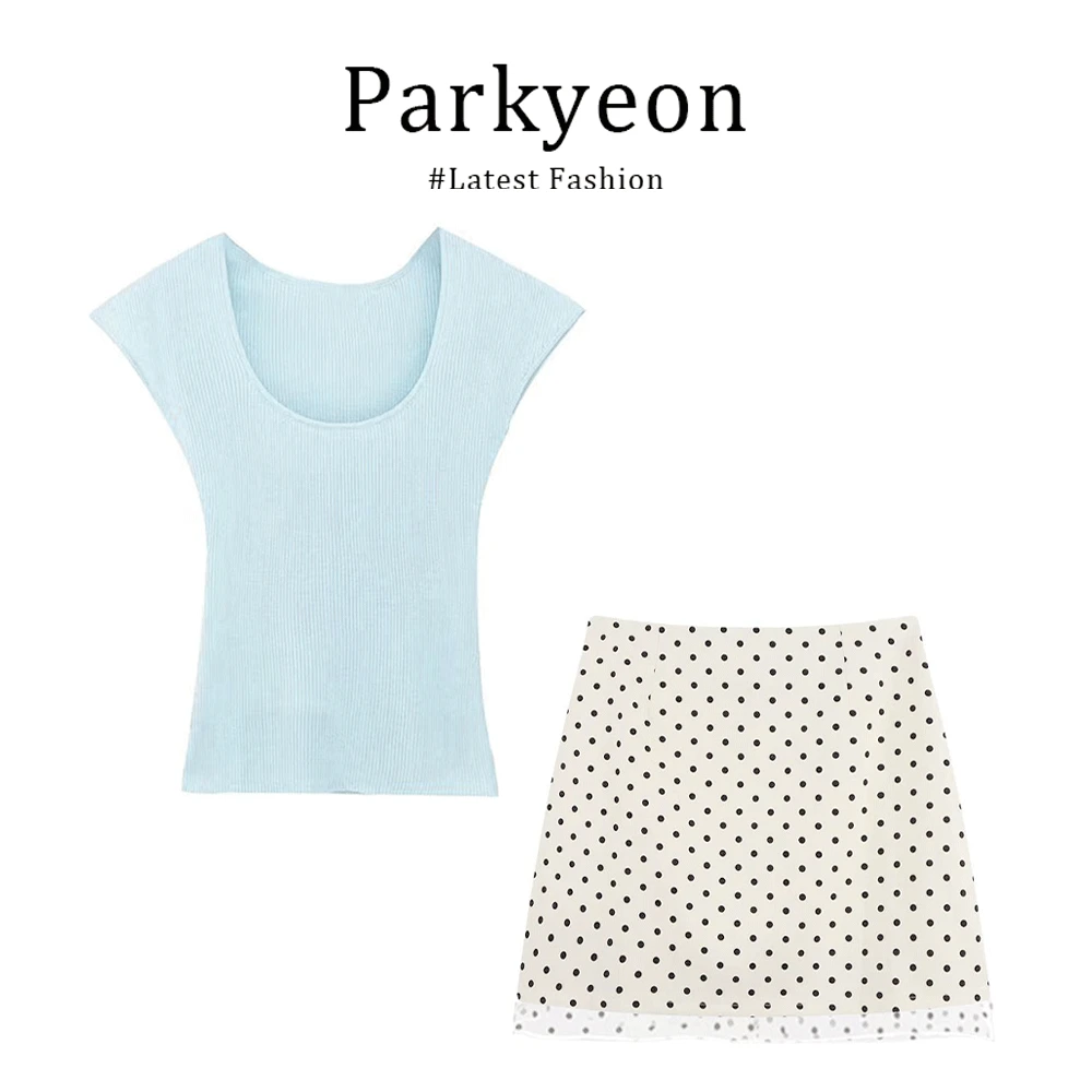 多巴胺独特漂亮上衣小清新穿搭一整套女夏日巨好看波点半身裙套装