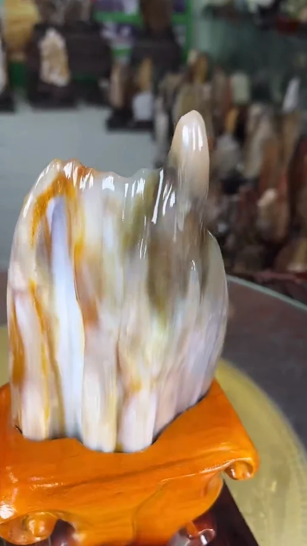 缅甸天然树化玉摆件