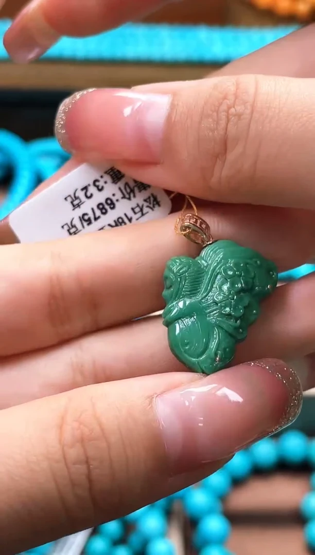 【闪购商品】绿松石珠宝奇石18K金镶嵌A027
