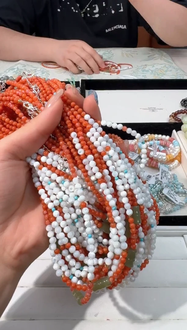 【闪购商品】南红玛瑙手链未镶嵌I041南红白贝玉竹节项链