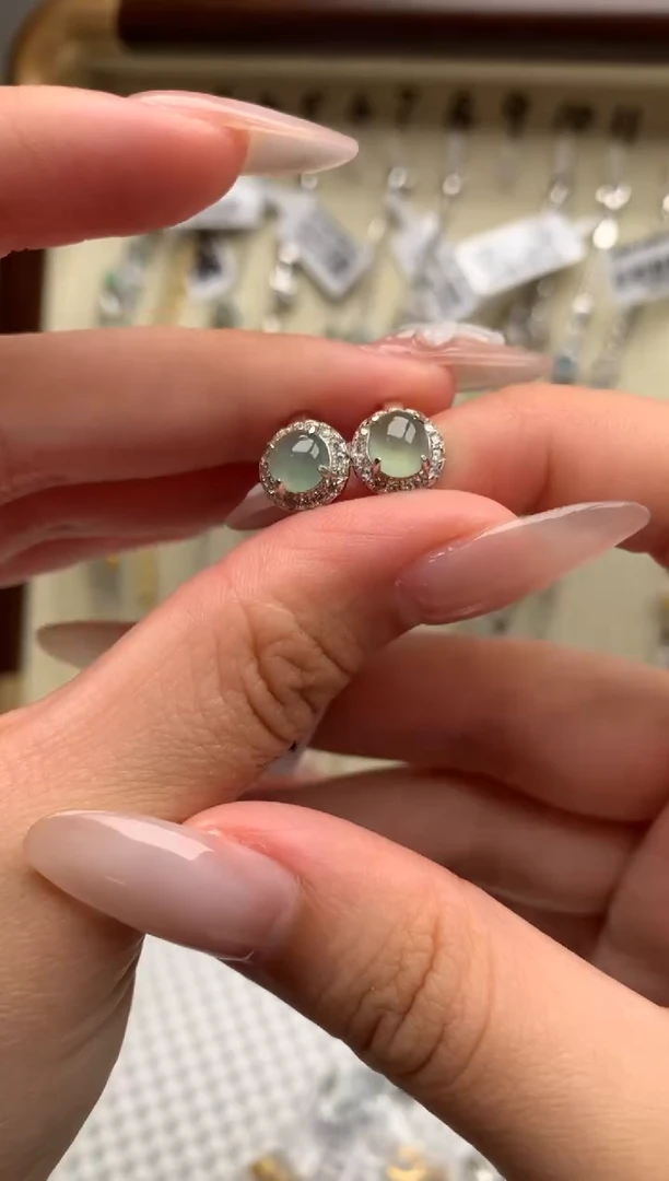 银S925镶嵌戒指翡翠耳饰3