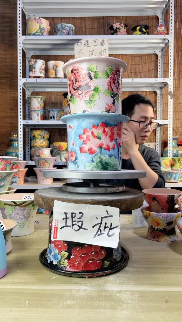 【闪购商品】摆件450陶花岛多肉陶瓷花盆罐——微瑕