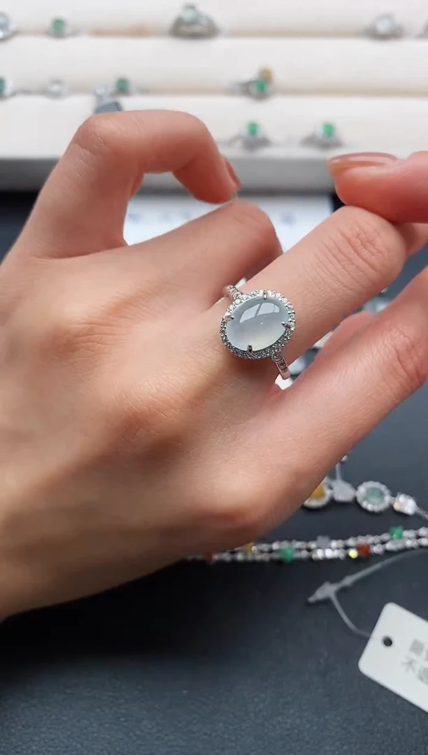 银S925镶嵌戒指翡翠3333333+6