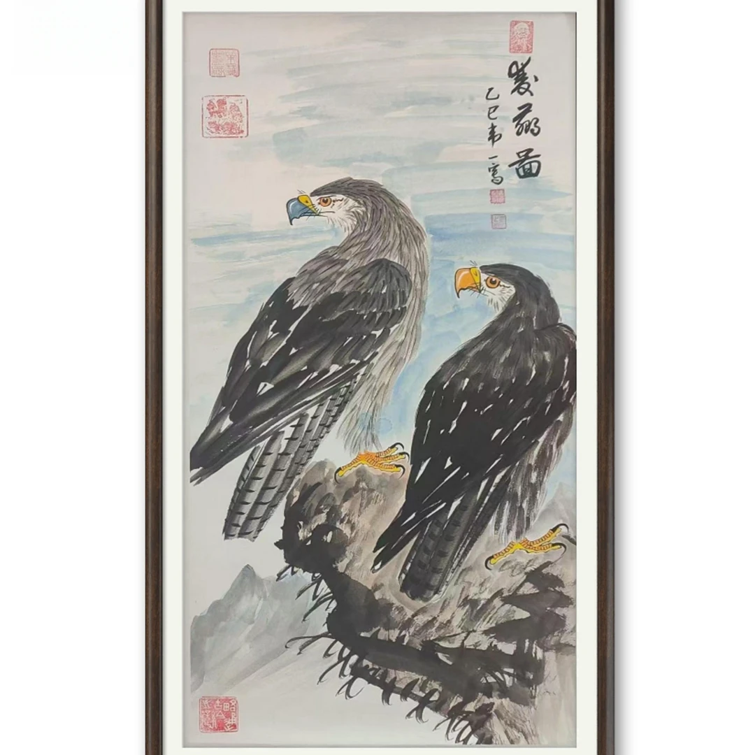 双鹰图宣纸作品