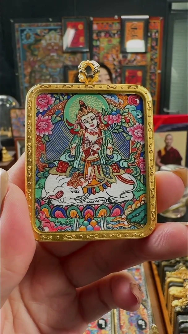 吊坠 壹善缘城手绘唐卡普贤