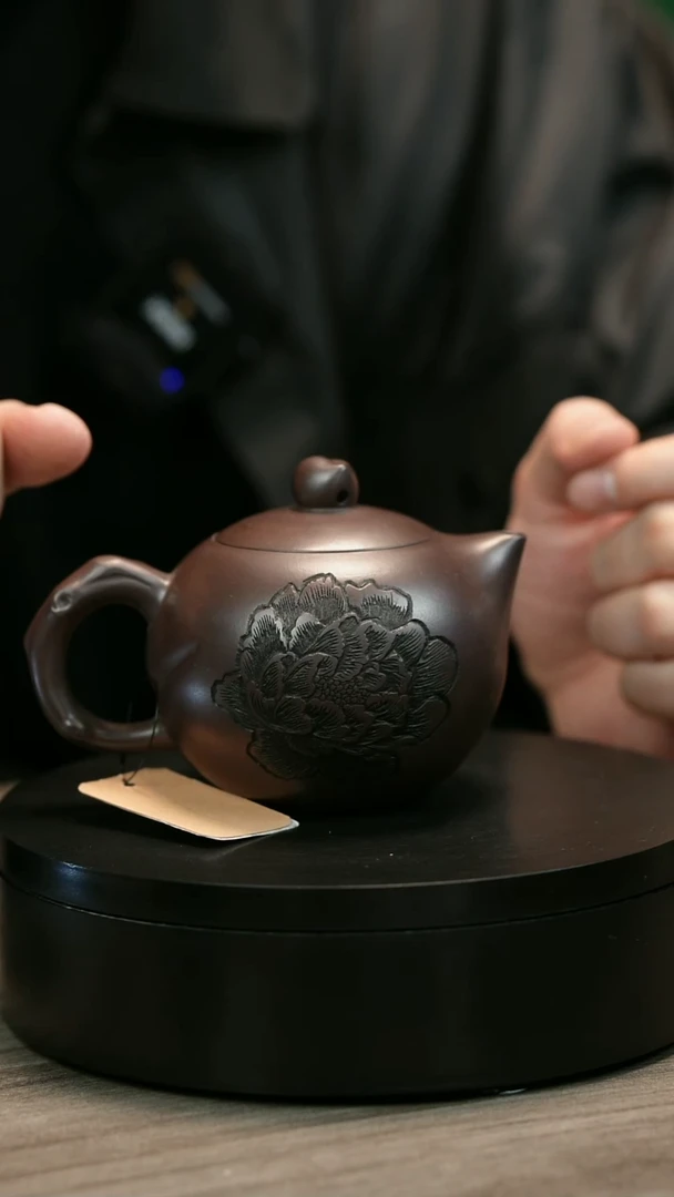 茶壶紫砂华**建H1416蒋静明紫泥寿桃西施