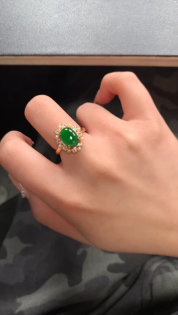 【闪购商品】翡翠戒指银S925镶嵌5124