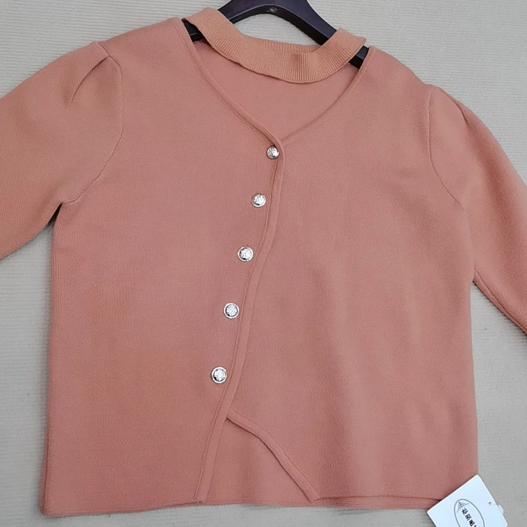 075挂脖V领不规则针织内搭打底衫