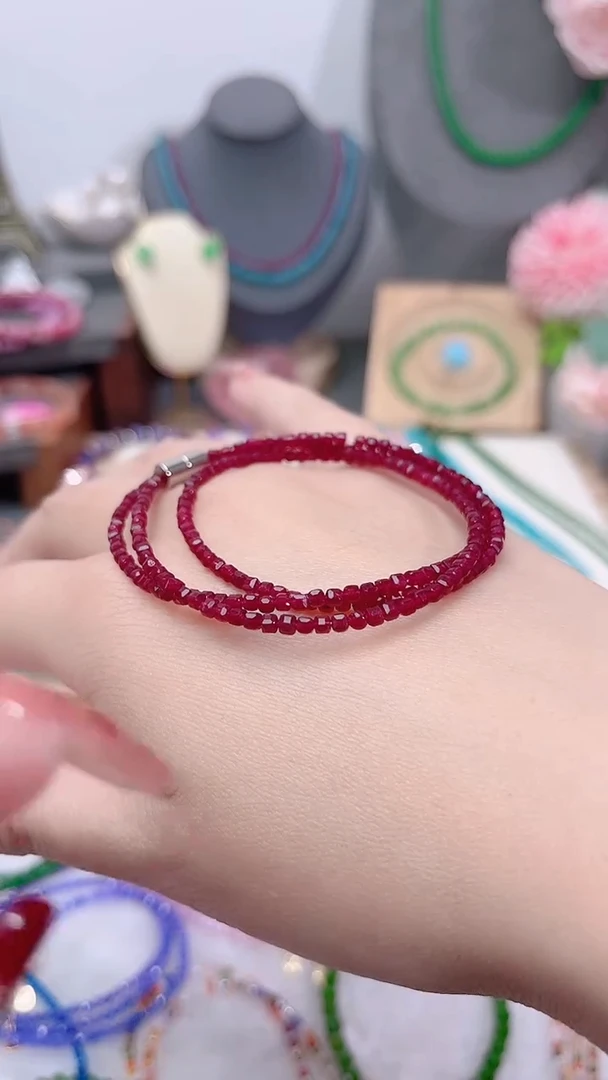 银S925镶嵌手链红宝石吸扣99