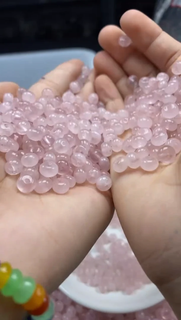 未镶嵌颈饰水晶W1602粉水晶算盘6*4mm*50颗