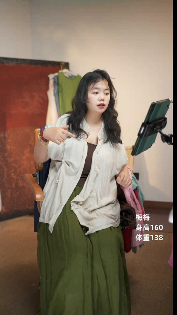 麻本色盘扣上衣衬衫