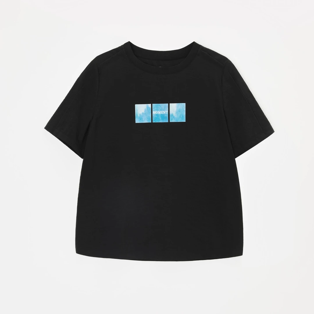 之和休闲桑蚕丝圆领印刷T恤春季出行穿搭