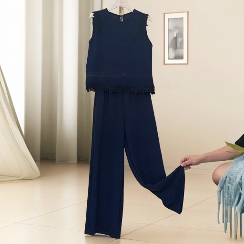 高级感时尚套装2025夏季新款气质法式上衣+显瘦阔腿裤两件套M264