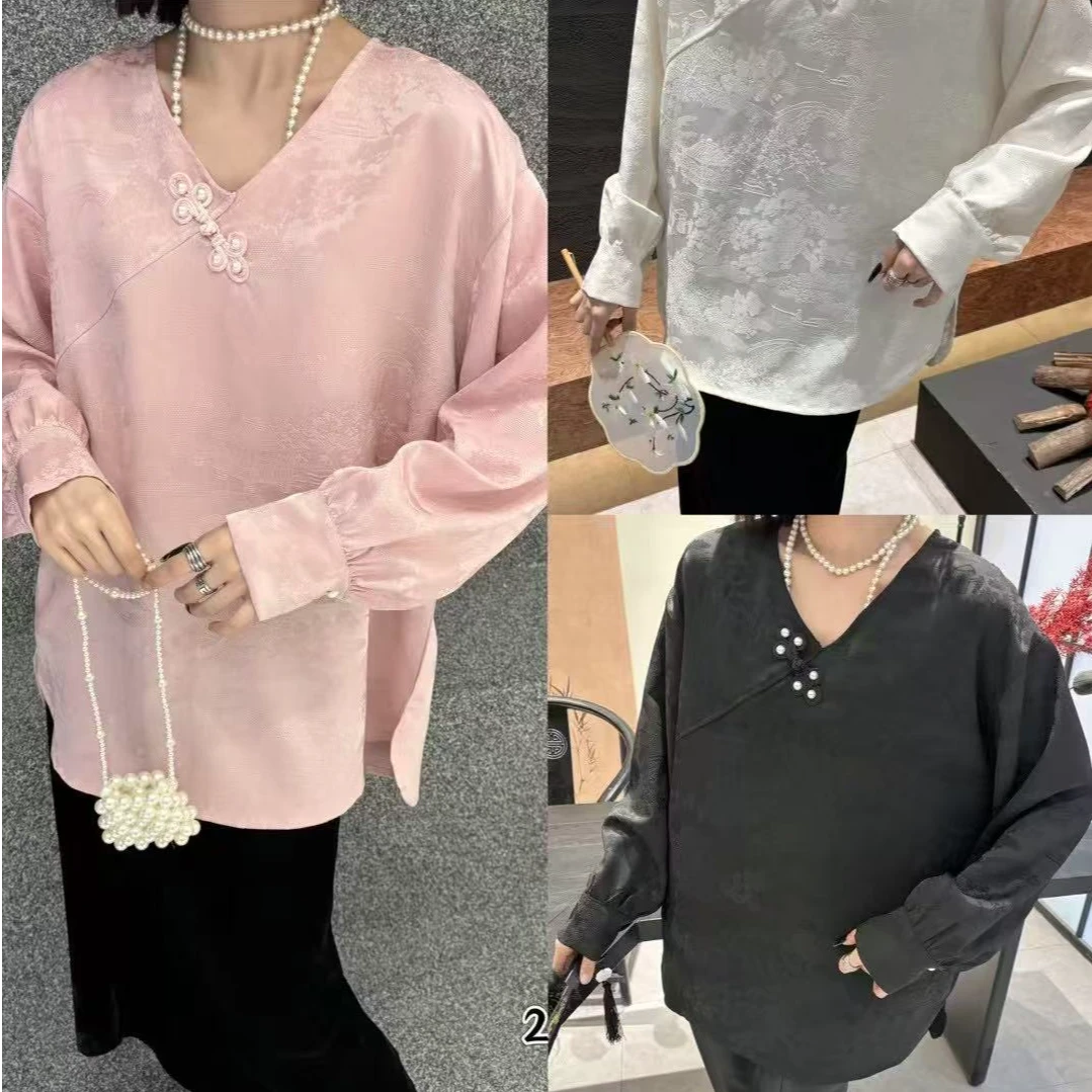 大码女装春季新款复古风时尚大衫女韩版胖mm新中式宽松百搭上衣潮