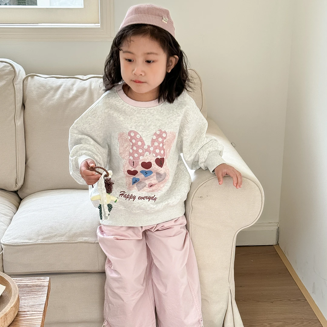 现货【米妮】80棉5514春装长袖女童百搭洋气休闲套头圆领卡通卫衣