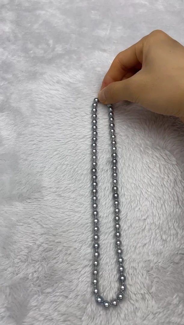 项链银S925镶嵌海水珍珠AK真多麻6.5-7mm