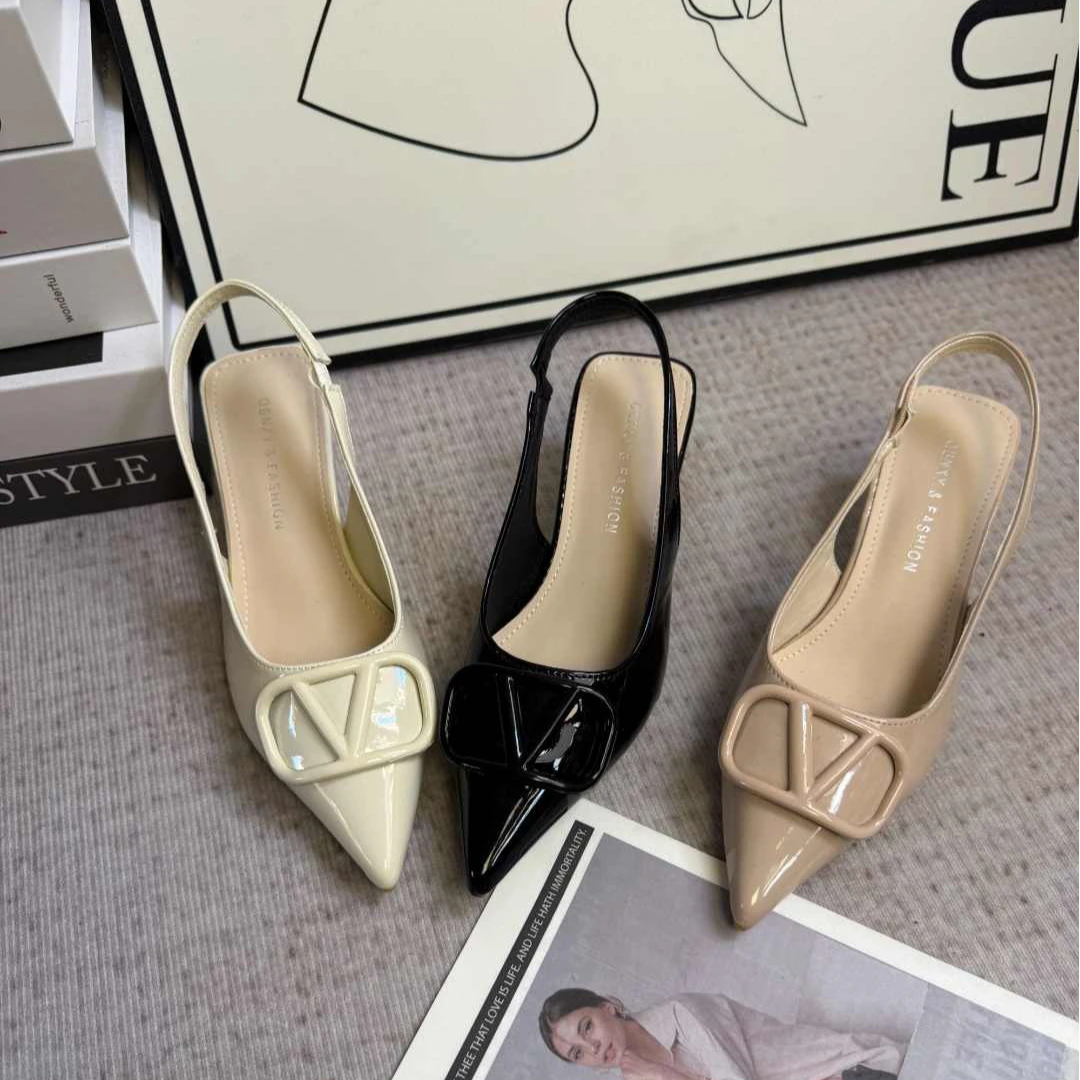 黑色高跟鞋细跟尖头浅口单鞋舒适通勤职业女鞋9351-2