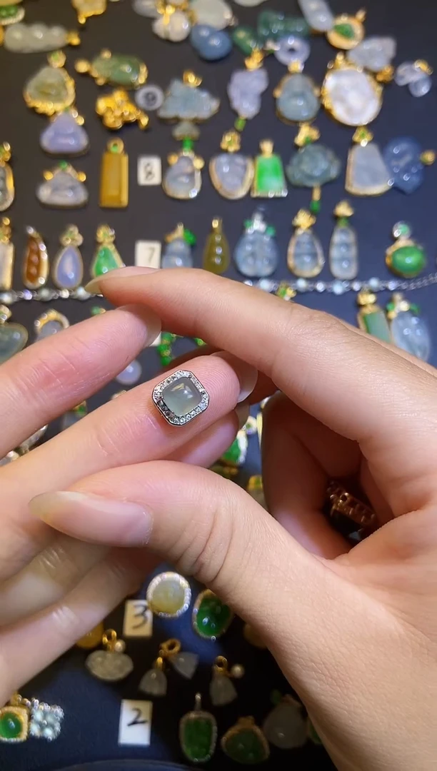 翡翠银S925镶嵌吊坠(不含链)1